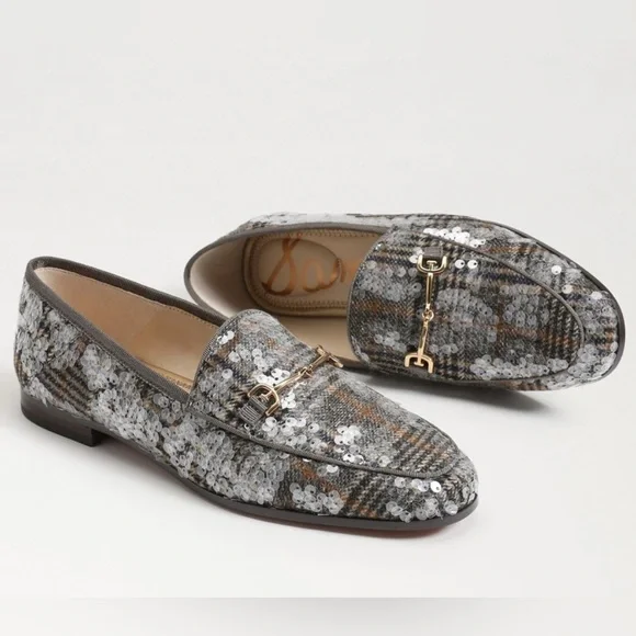 Sam Edelman  Loraine Sequin Plaid  Preppy Academia Loafers wi Gold Accent, Sz 9M - Picture 13 of 14